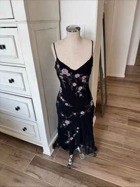 Vintage Sue Wong Nocturne 8 Black Evening Silk Dress with Beaded Detail Y2K